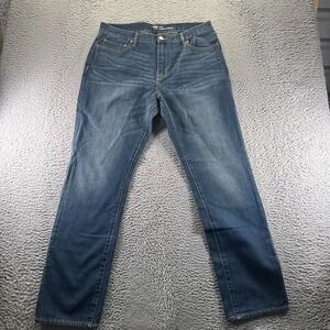 Gap Jeans Mens 35x32 Blue Cotton Denim Straight Leg Baggy Slim Faded Workwear